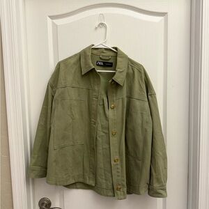 Zara Khaki Green Outerwear
